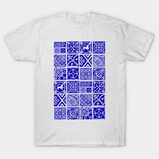 Blue Medieval Tile Pattern T-Shirt